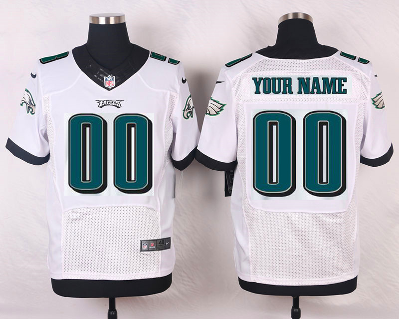 Men Custom Philadelphia Eagles White Nike Elite NFL Jerseys->customized nfl jersey->Custom Jersey
